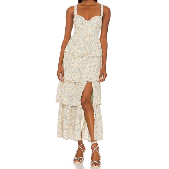 ASTR Midsummer Floral Tiered Maxi Dress Ruffle Boho Romantic Size L‎ NEW - Picture 11 of 12